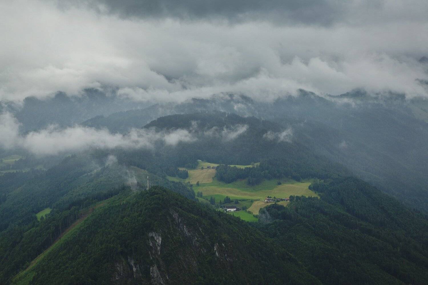 Австрия, Верфен, Горы, Дождь, Облачность, Пейзаж, Природа, Туман, Александр Удовиченко