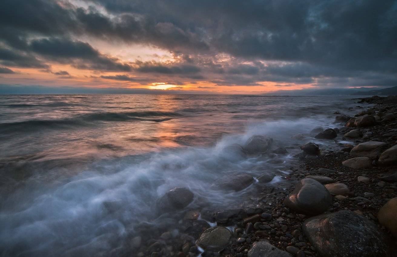 море, закат, тревога, Николай Мысливцев