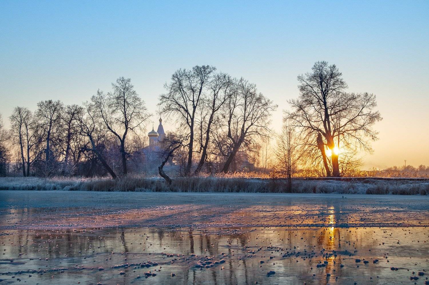 зима, утро, вечер, мороз, солнце, лёд, храм, церковь, монастырь, Andres Ganenkoff