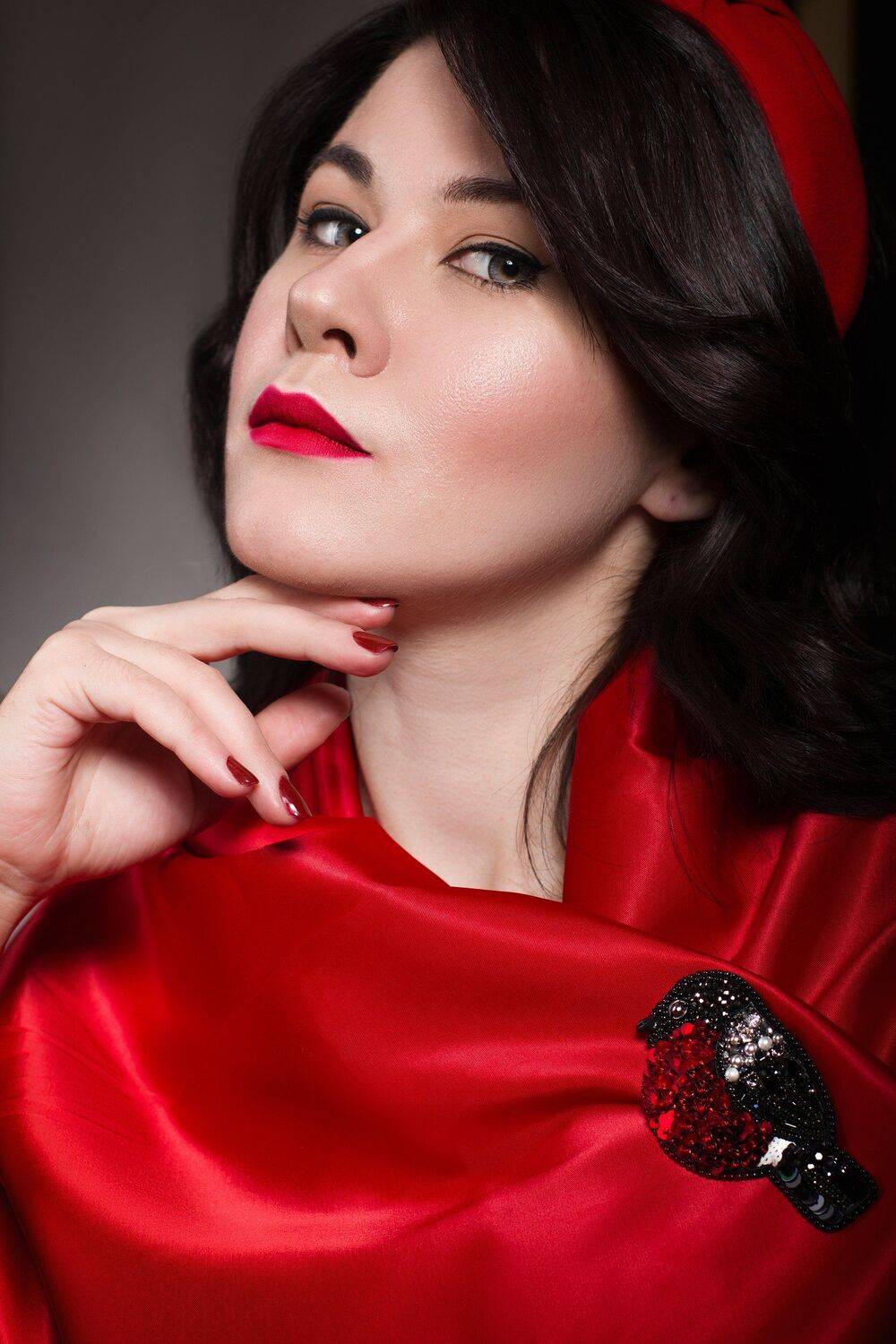 Женский портрет, красный цвет, Украшения, портрет, Ксения Okdmuse