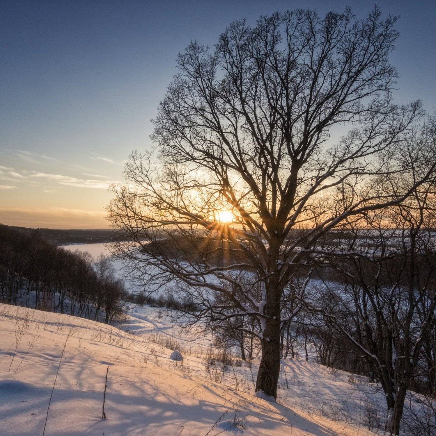 закат,снег,мороз,изгиб реки., Анатолий Салтыков
