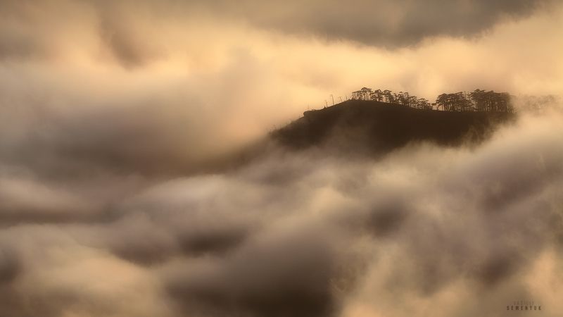 крым, ялта, иограф, никитская яйла, вечер, облака, туман, горы, crimea, mountain, mist, clouds, sunset. Туманные сны Иографа. фото превью