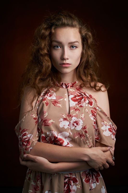 portrait, girl, lowkey, black, beautiful, pretty, eyes, lips, redhead, freckles, ginger, рыжая, портрет, девушка Катя фото превью