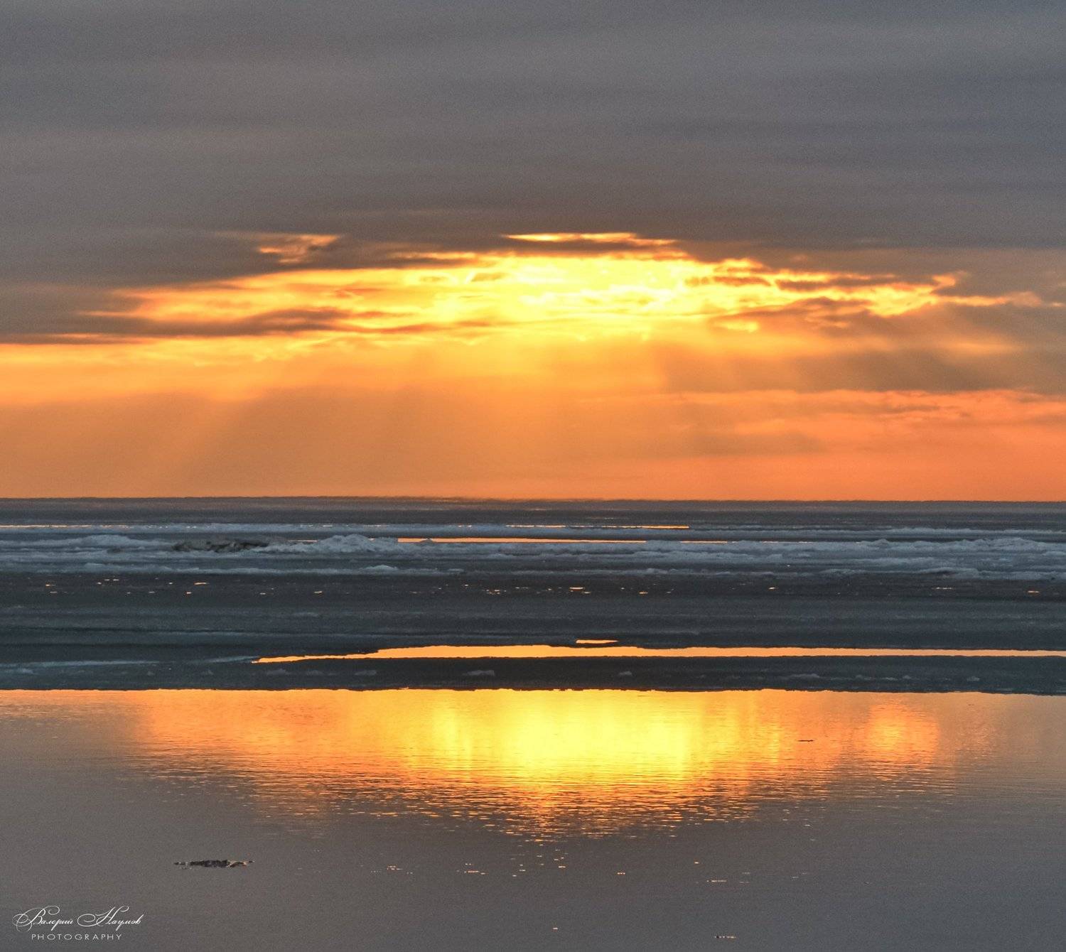 азов, сиваш, закат, вечер, зима, лёд, снег, январь, Валерий Наумов
