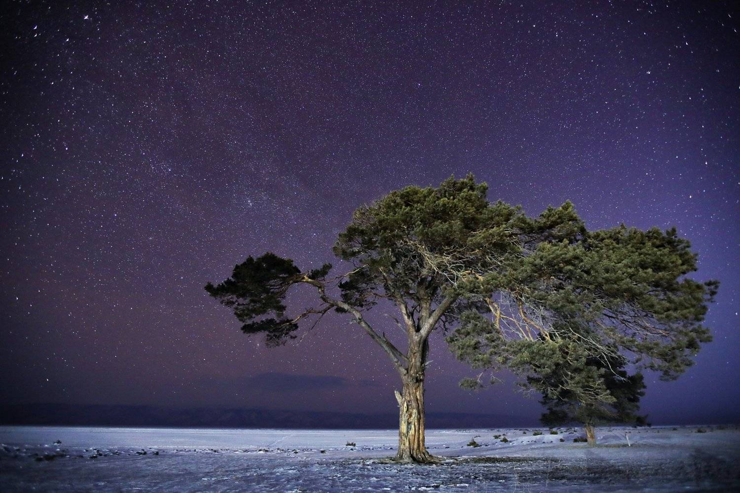 Байкал, Ольхон, звёзды, зима, Владимир Кочкин