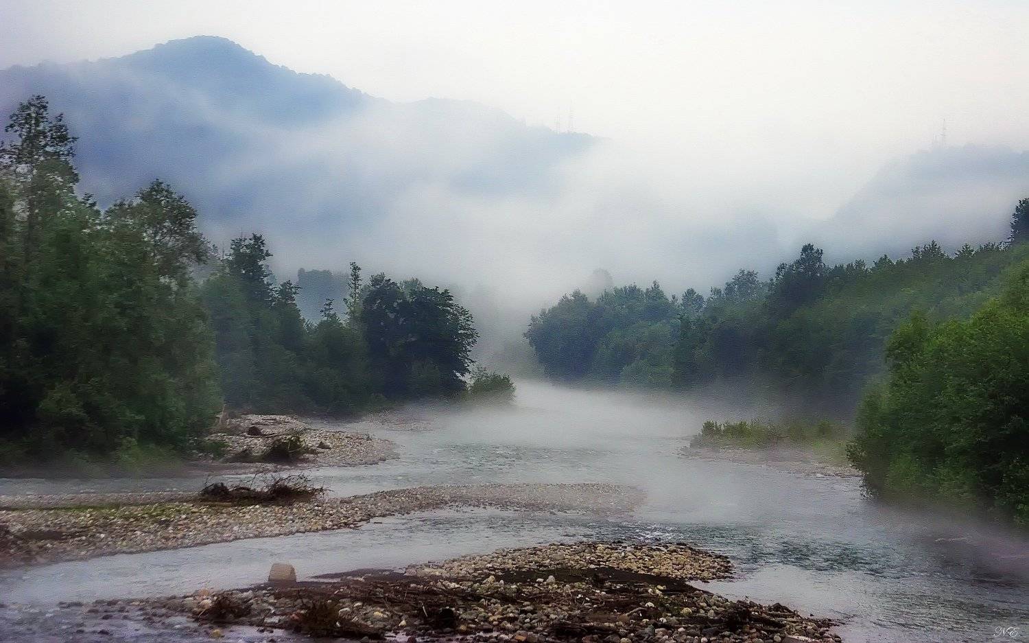 горы река туман, Евгений Никишин