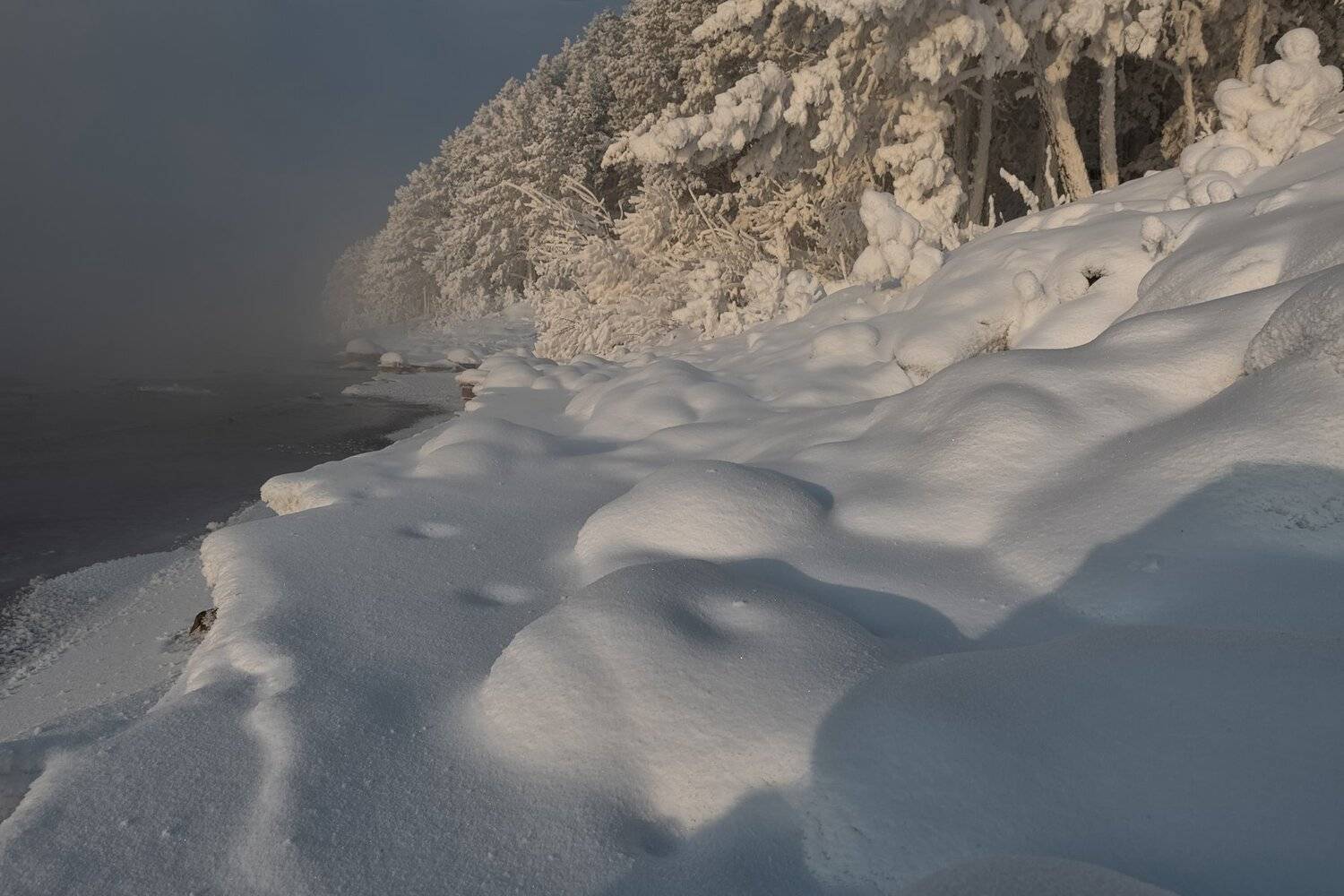 енисей, мороз, закат, берег., Марина Фомина