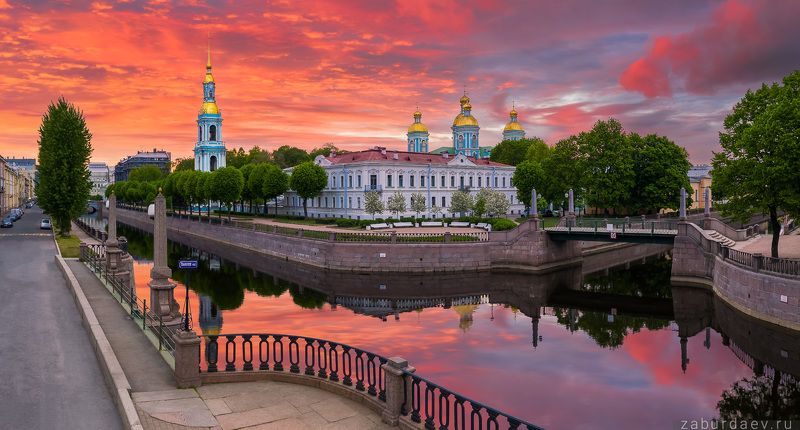 россия, петербург, лето, дрон, рассвет Никольский собор фото превью