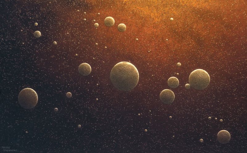 пузыри, замерзшая вода, болото, космос, планеты Микрокосмос фото превью