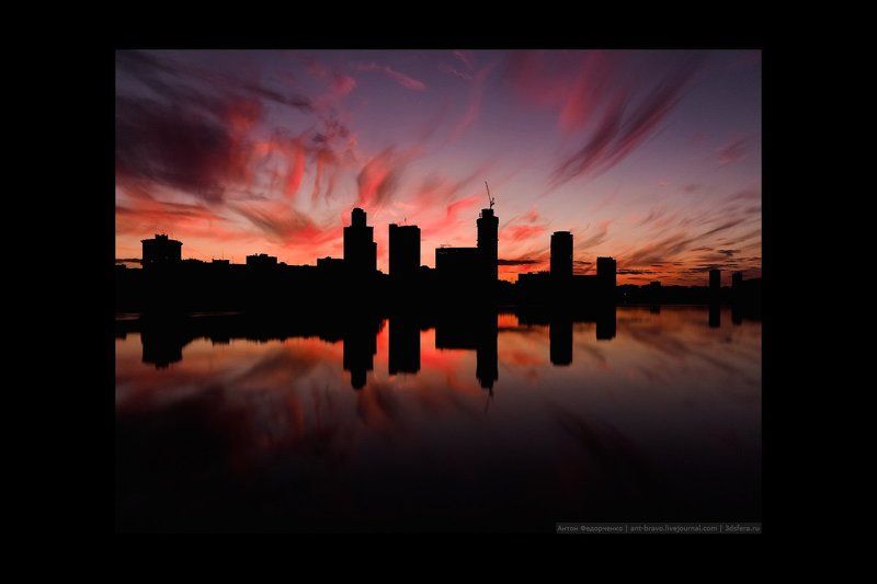 City, Ekaterinburg, Skyscraper, Sunset Ярость огня фото превью