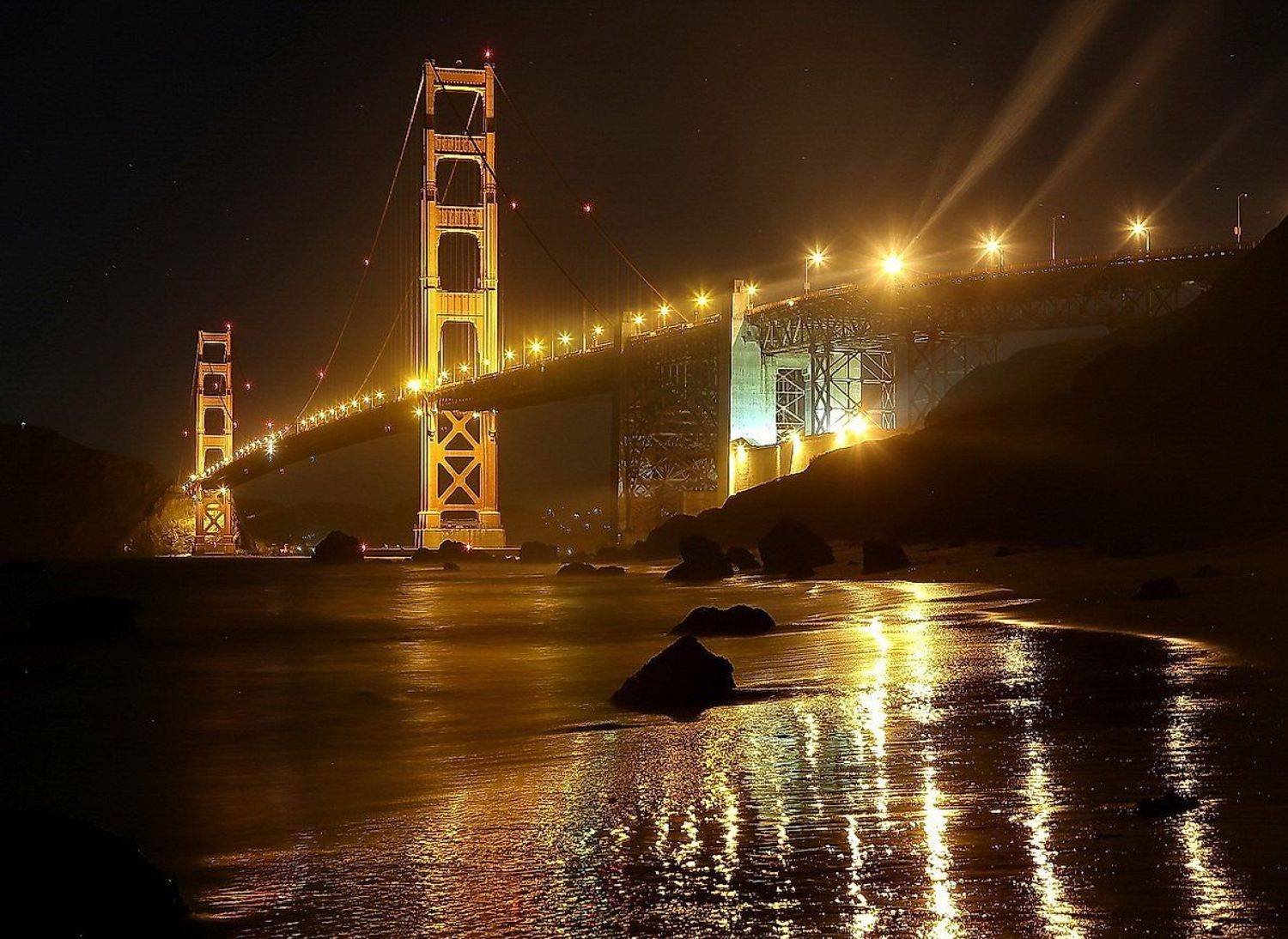 golden, gate, bridge, at, night, Boris