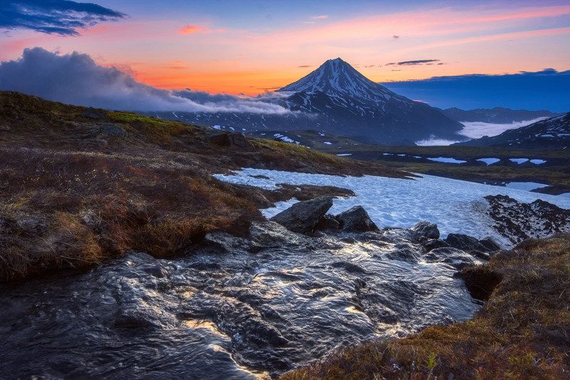 камчатка,вилючинский,рассвет,вулкан,kamchatka,vulkan непостоянство состояний воды фото превью