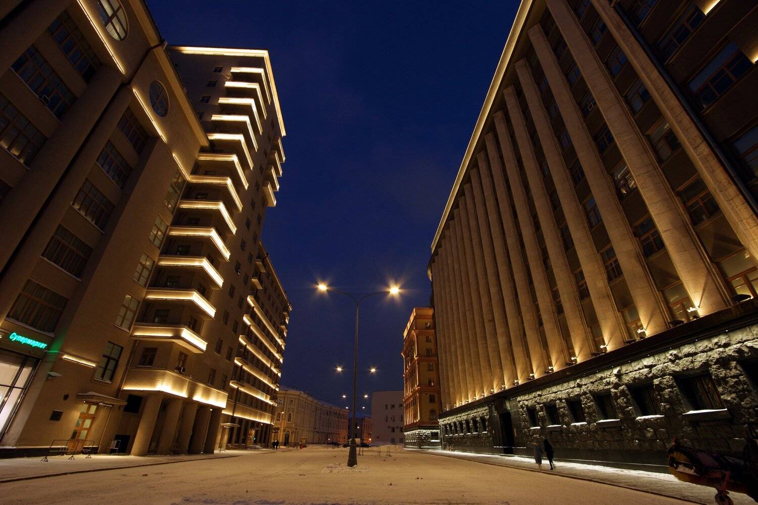 фуркасовский переулок, ночь, снег, зима, подсветка, голубой час, васильковый, Дмитрий Ткаченко