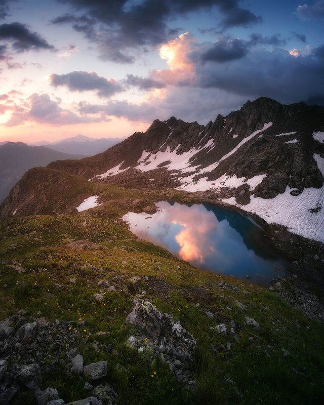 рассвет, горы, озеро, горное озеро, архыз, кавказ, пейзаж Доброе утро в Архызе фото превью
