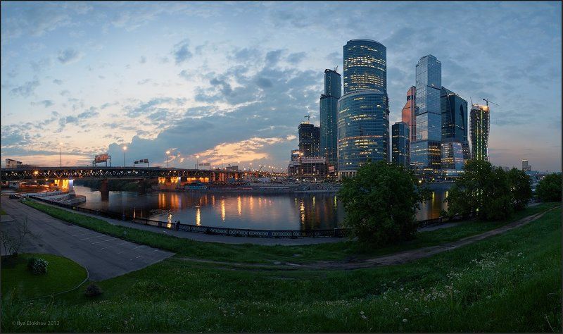 Архитектура, Вечерняя москва, Москва, Москва-сити Московский вечер. фото превью