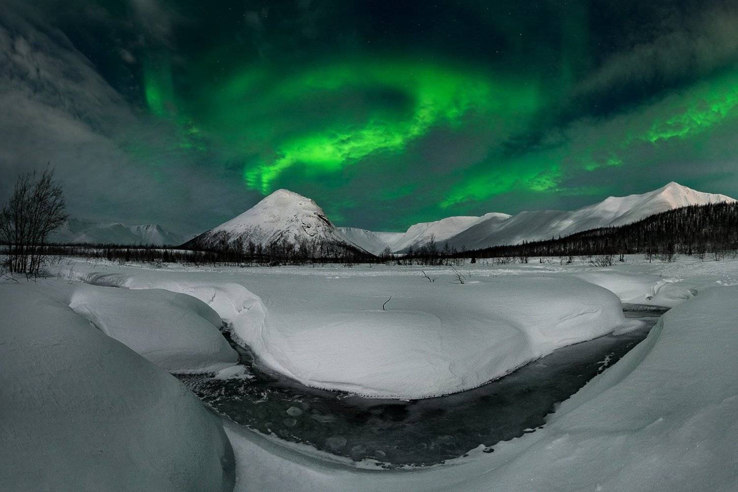 хибины, аврора, полярное сияние, северное сияние, горы, ночь, север, кольский, Григорий Ильин