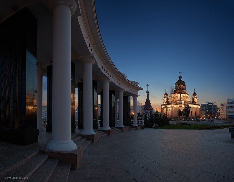 вечер, саранск, храм ушакова, храм иконы казанской божьей матери, площадь тысячелетия, мордовский драматический театр Вечерний Саранск фото превью