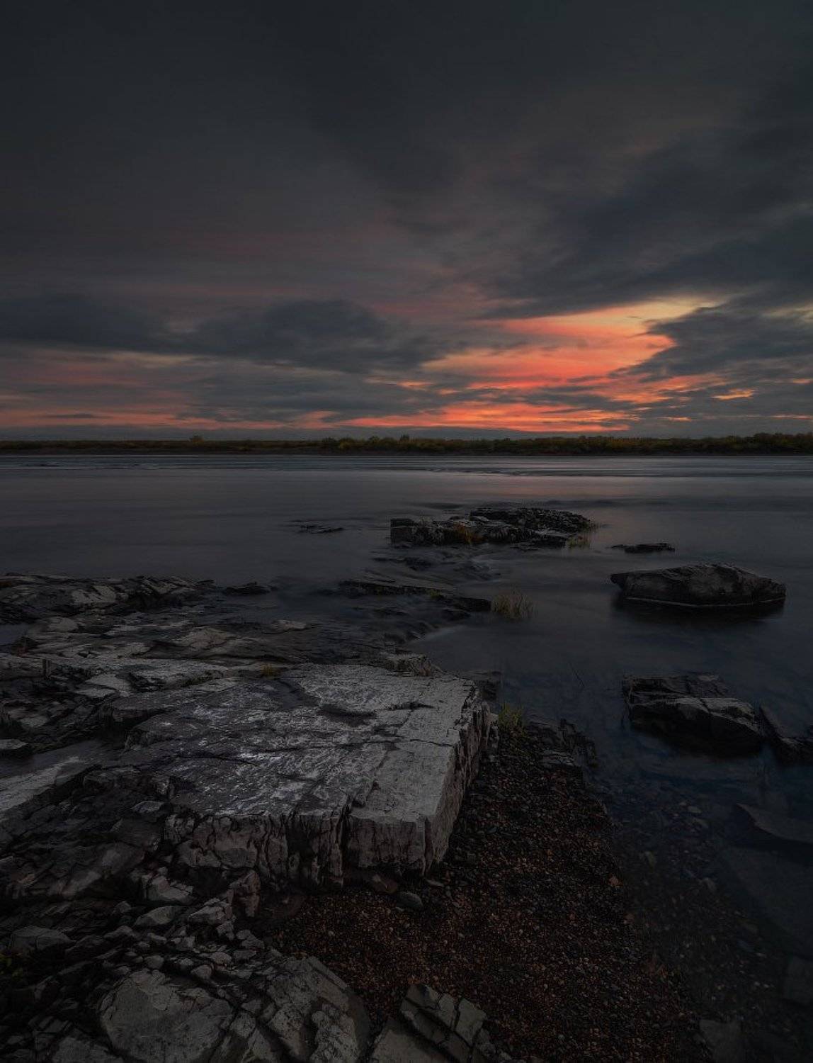 Закат, Каменные обнажения в томске, Осень, Сибирь, Томск, Томский порог, Томь, Франчук Антон