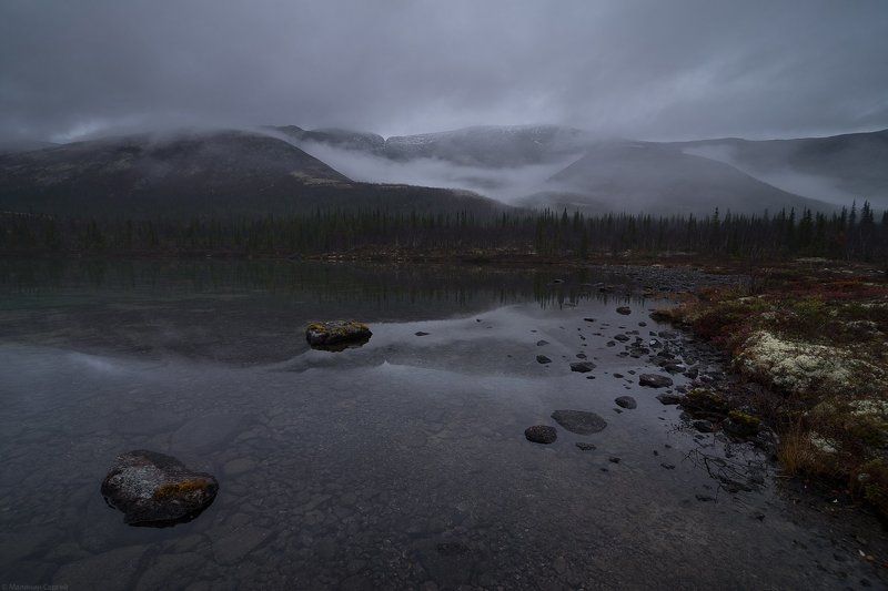 Fog, Khibiny, Kola Peninsula, Morning, Mountains, Заполярье, Кольский, Кунийок, Туман, Утро, Хибины Туманное утро Хибинских гор фото превью