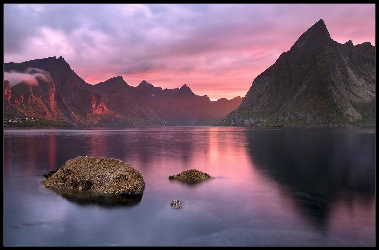 Закат, Лофотены, Норвегия, Рейне, Виктория Роготнева