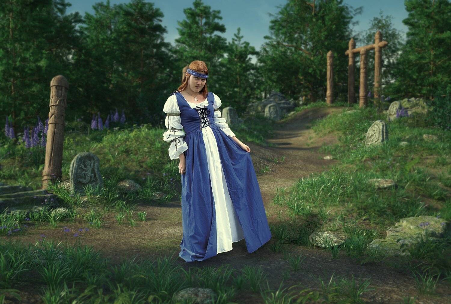 девушка, поле, скульптуры, Sergii Vidov