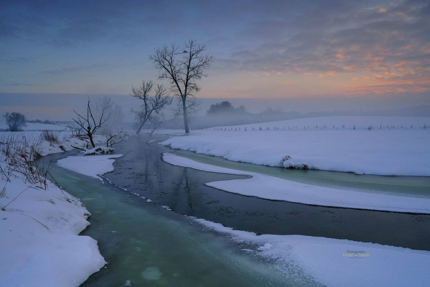 winter, Kociewie, Poland, landscape, winter, clouds, sunset,, Roman Hudzik