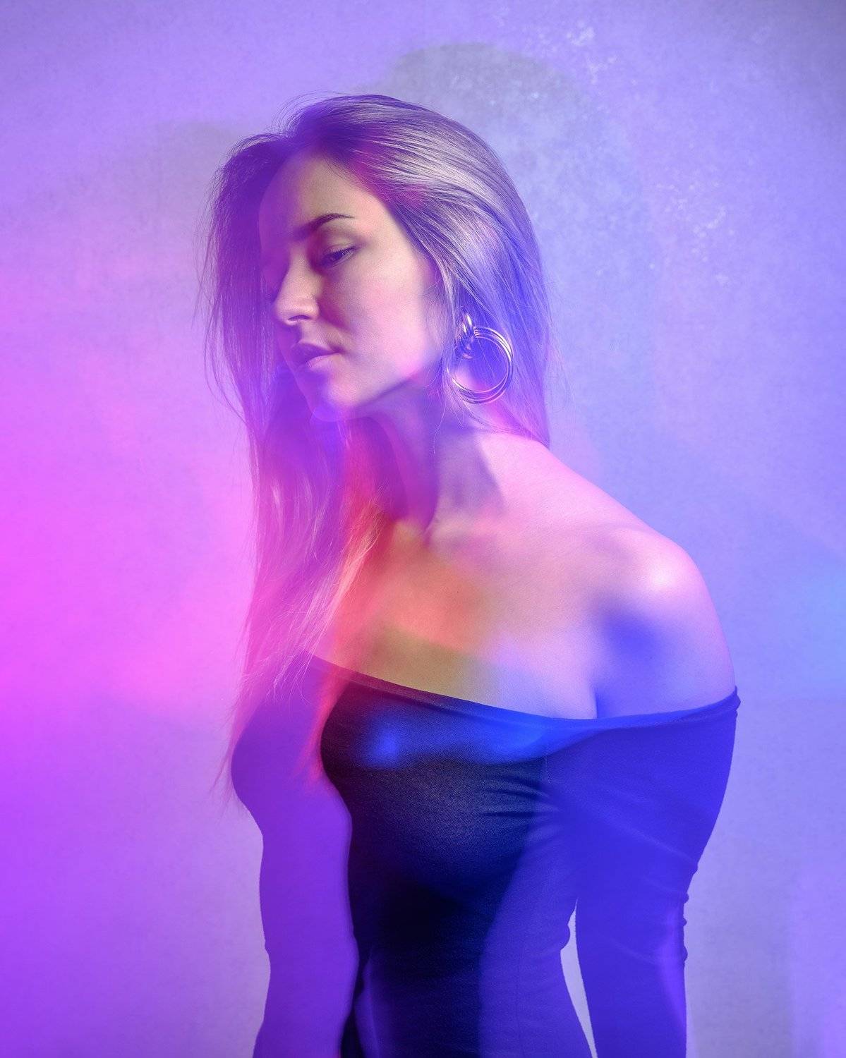 девушка, блондинка, цветной свет, импрессионизм, fashion, colour light,, Максим Лаухин