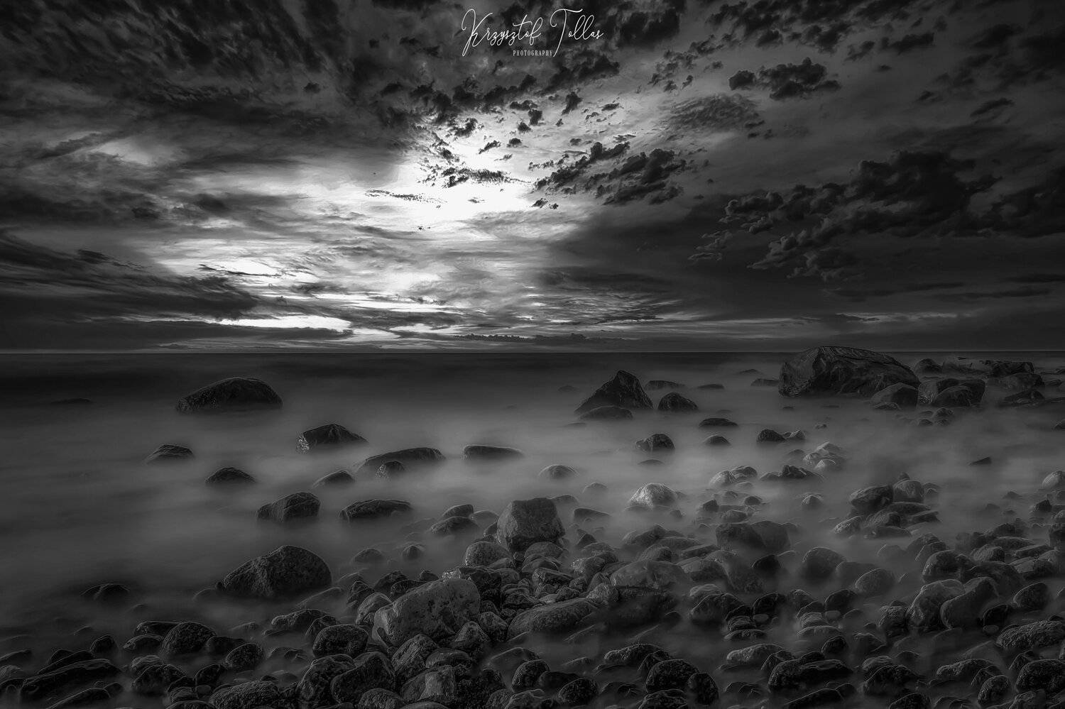 stones, Baltic Sea, landscape, nature, light, Międzyzdroje, sky, clouds, Krzysztof Tollas