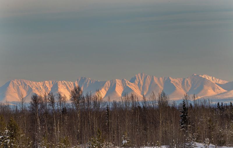 горы,урал,закат,зима,печора,коми,север,путешествия, Приполярный Урал фото превью