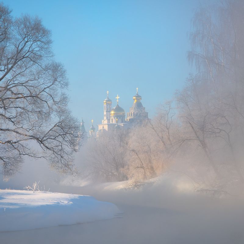истра, зима, новоиерусалим, новоиерусалимский, монастырь, река Морозное утро фото превью