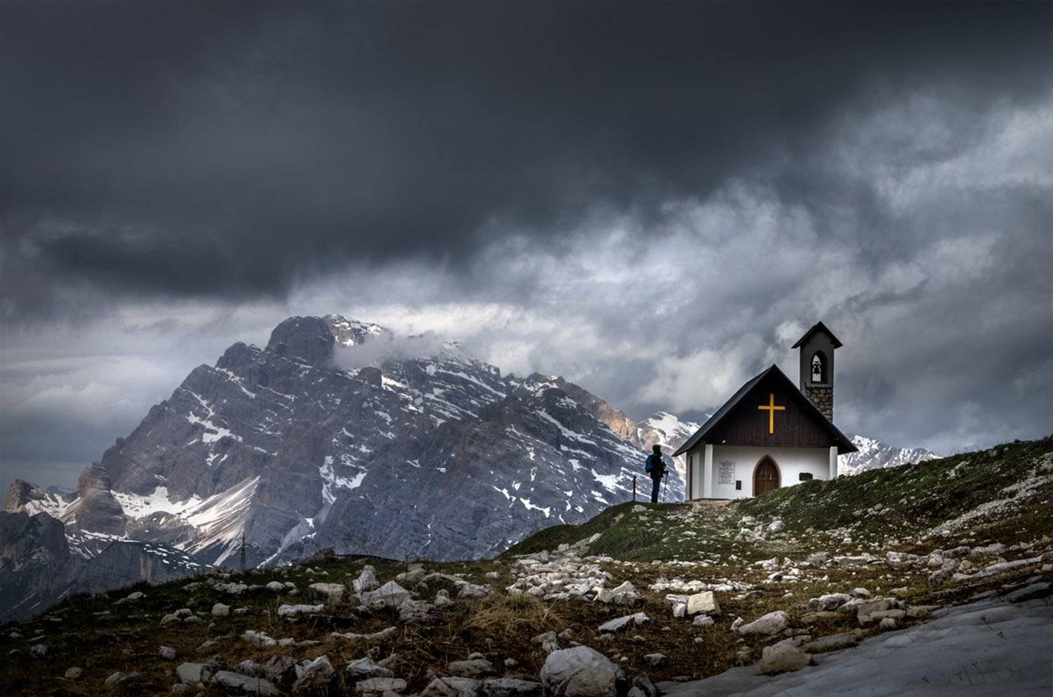 landscape nature scenery sunset travel outdoor mountain peaks chapel church clouds italy dolomites, Александър Александров