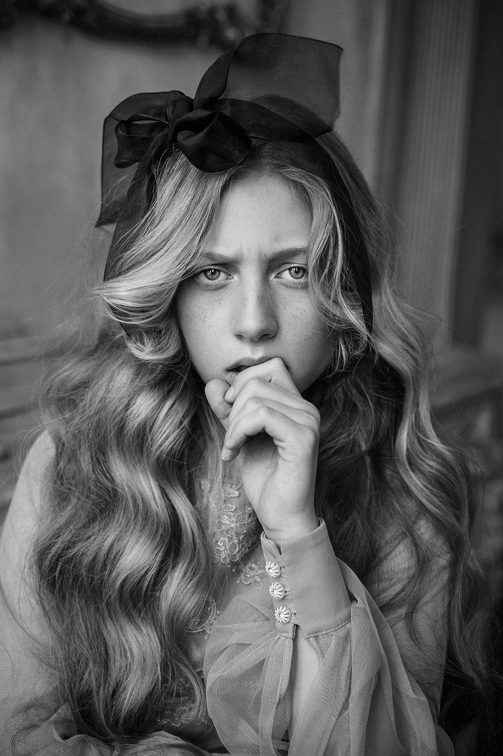 девочка, ребенок, портрет, детский портрет, весна, черно-белое, нежность, портрет девочки, глаза, платье,выразительный,глаза ,, Светлана