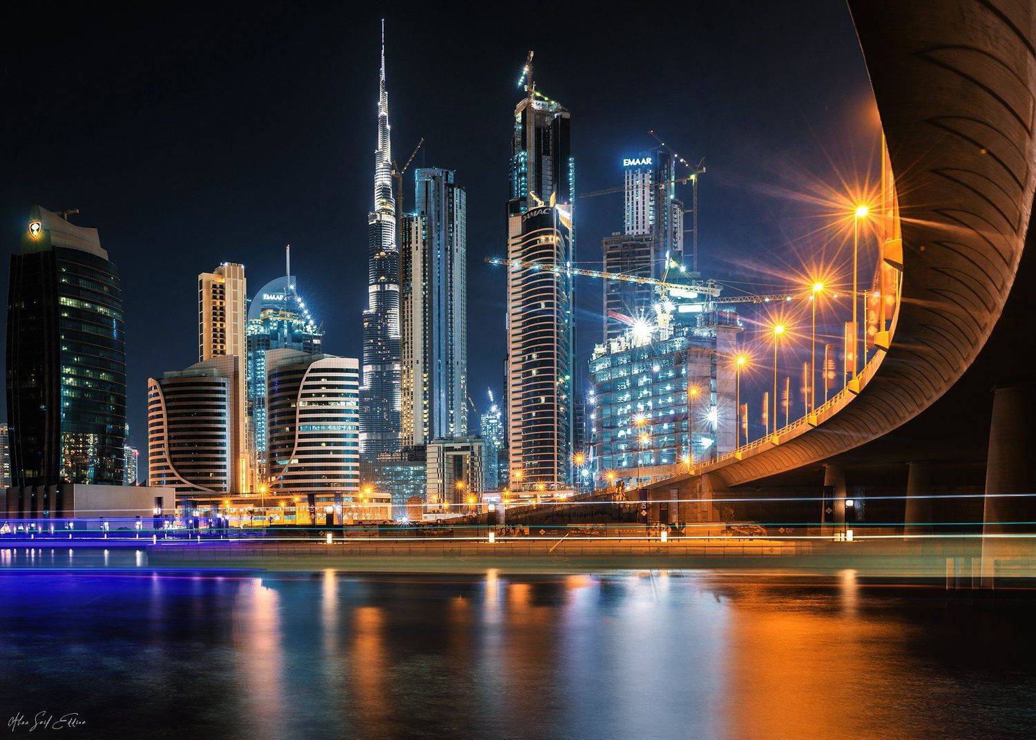 city,cityscape,longexposure,dubai,night,lights,photography, Alaa Seif Eddine