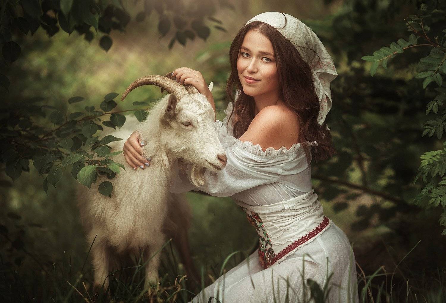 деревня, коза, девушка, молоко, , Алина Иванова