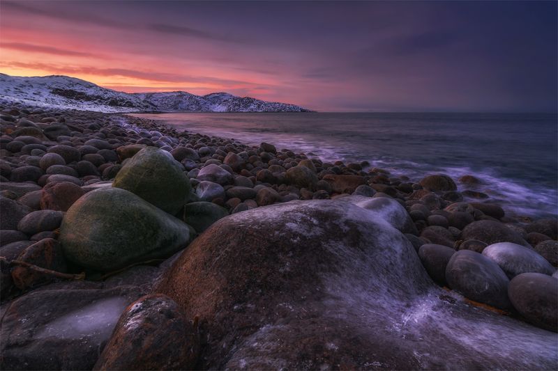 природа, пейзаж, север, кольский, панорама, природа россии, дикая природа, закат, свет, облака, вечер, тундр Териберка фото превью