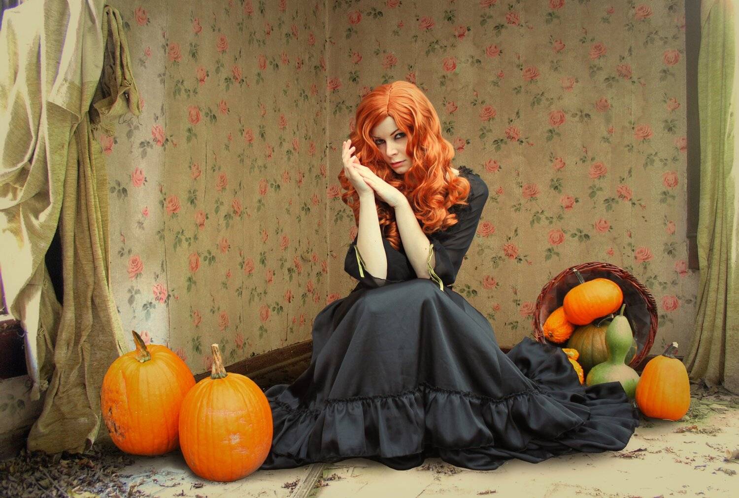 девушка, комната, тыква, Sergii Vidov
