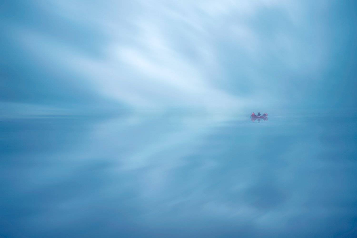 озеро, река, отражение, лодка, Николай Сизиков