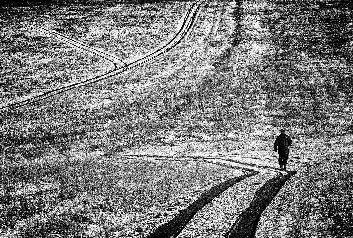 пейзаж,осень,дороги,человек,путник,одиночество, Тамара Андреева