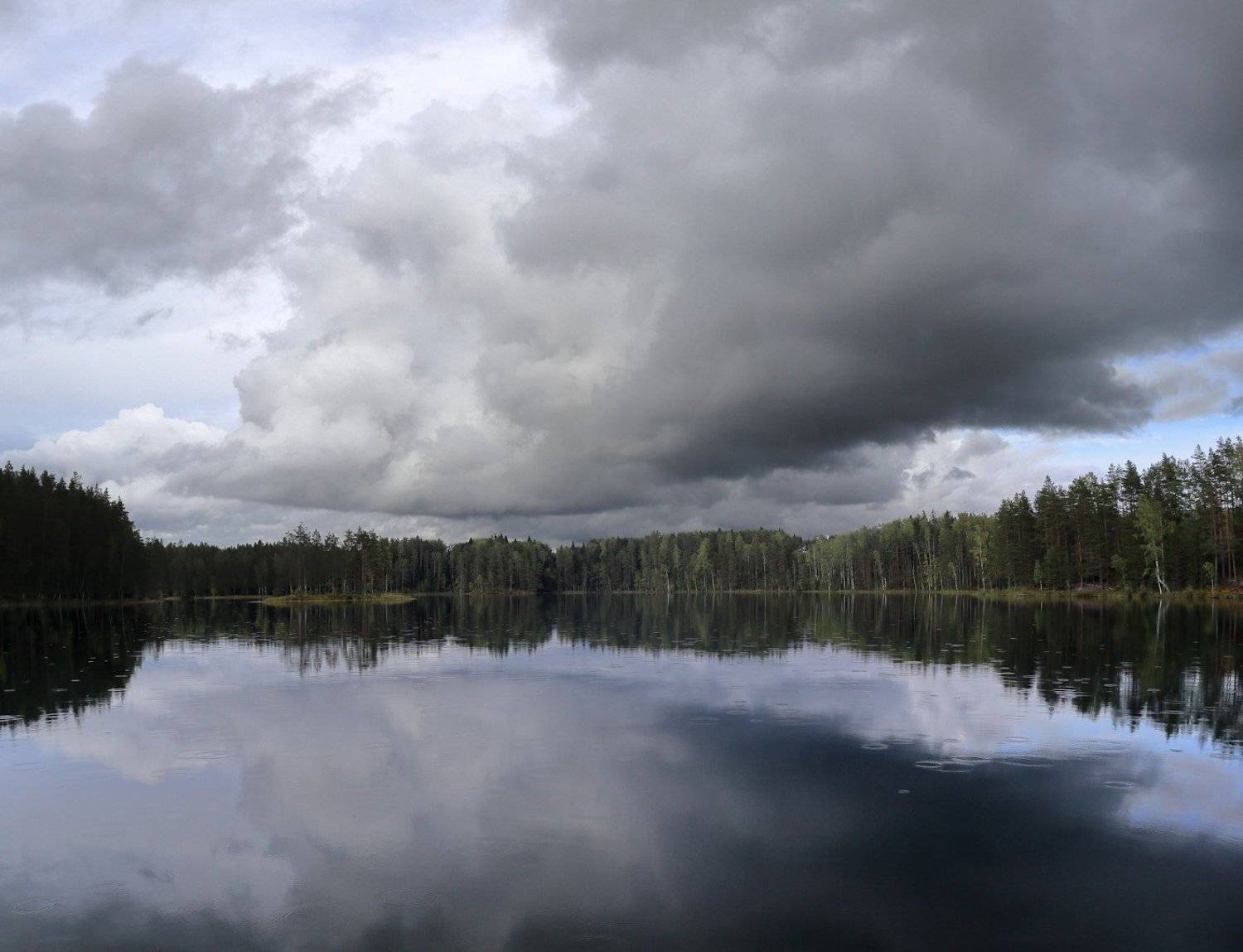 озеро, дождь, облака, Александр Зорин