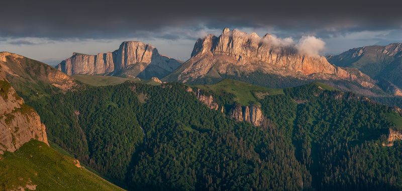 ачешбоки, горы, закат Ачешбок-гребешок фото превью