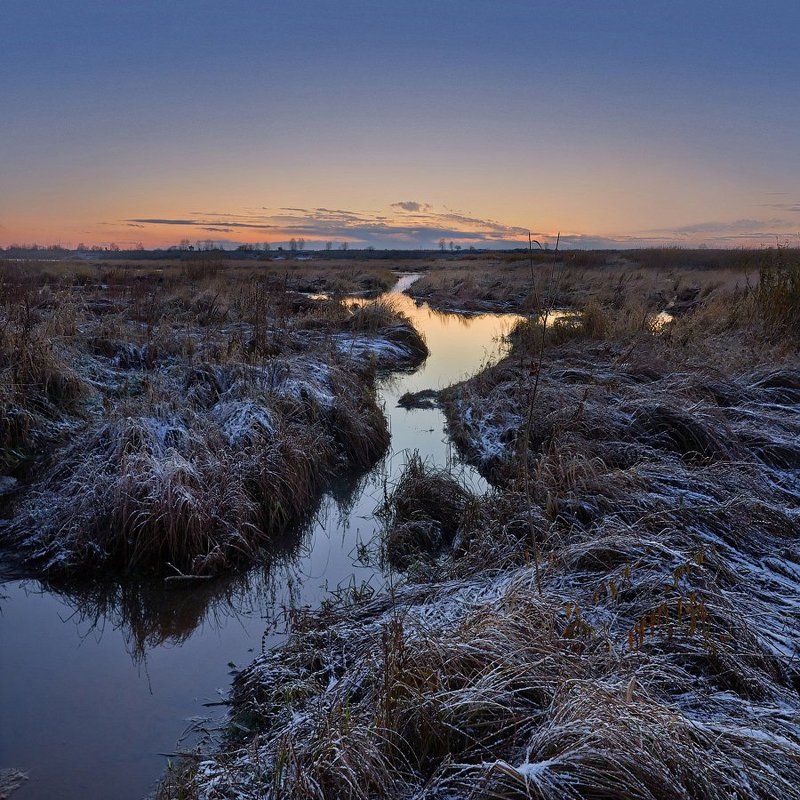 вечер, томск, томь Вечерние квадратики или первый снег у берегов Томи фото превью
