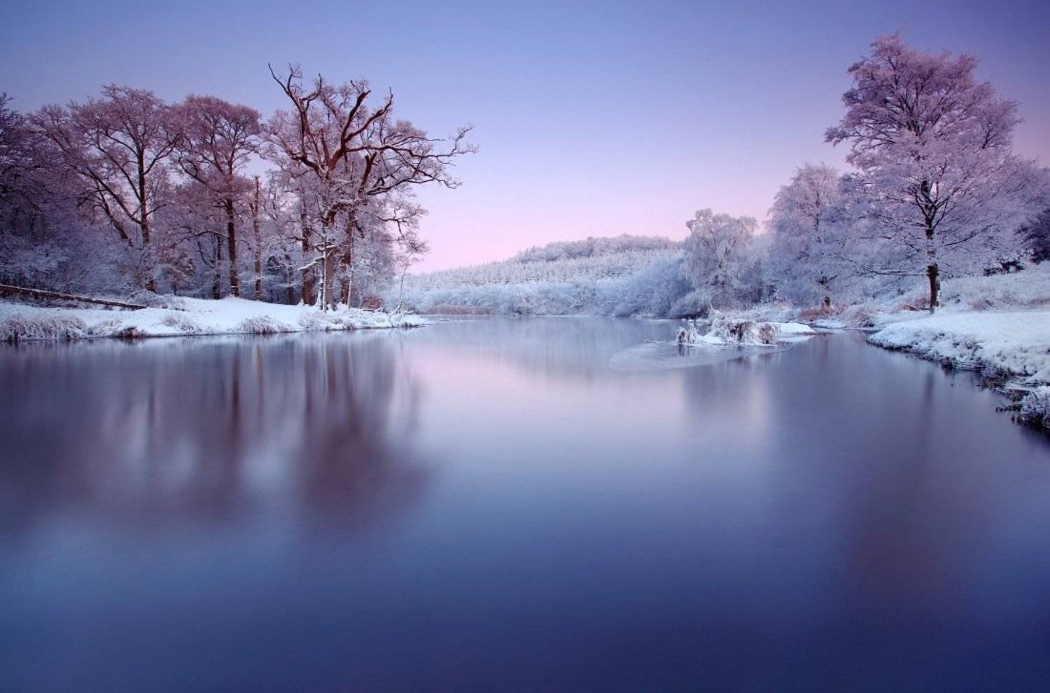 Colors, Ireland, Long exposure, River, Snow, Sunset, Trees, Winter, Marius Kasteckas