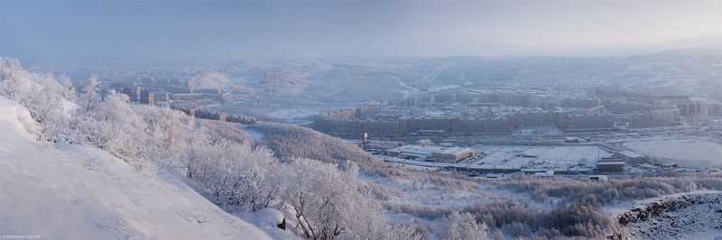frost, morning, murmansk, winter, заполярье, зима, кольский, мороз, мурманск, панорама В Мурманск пришла зима фото превью