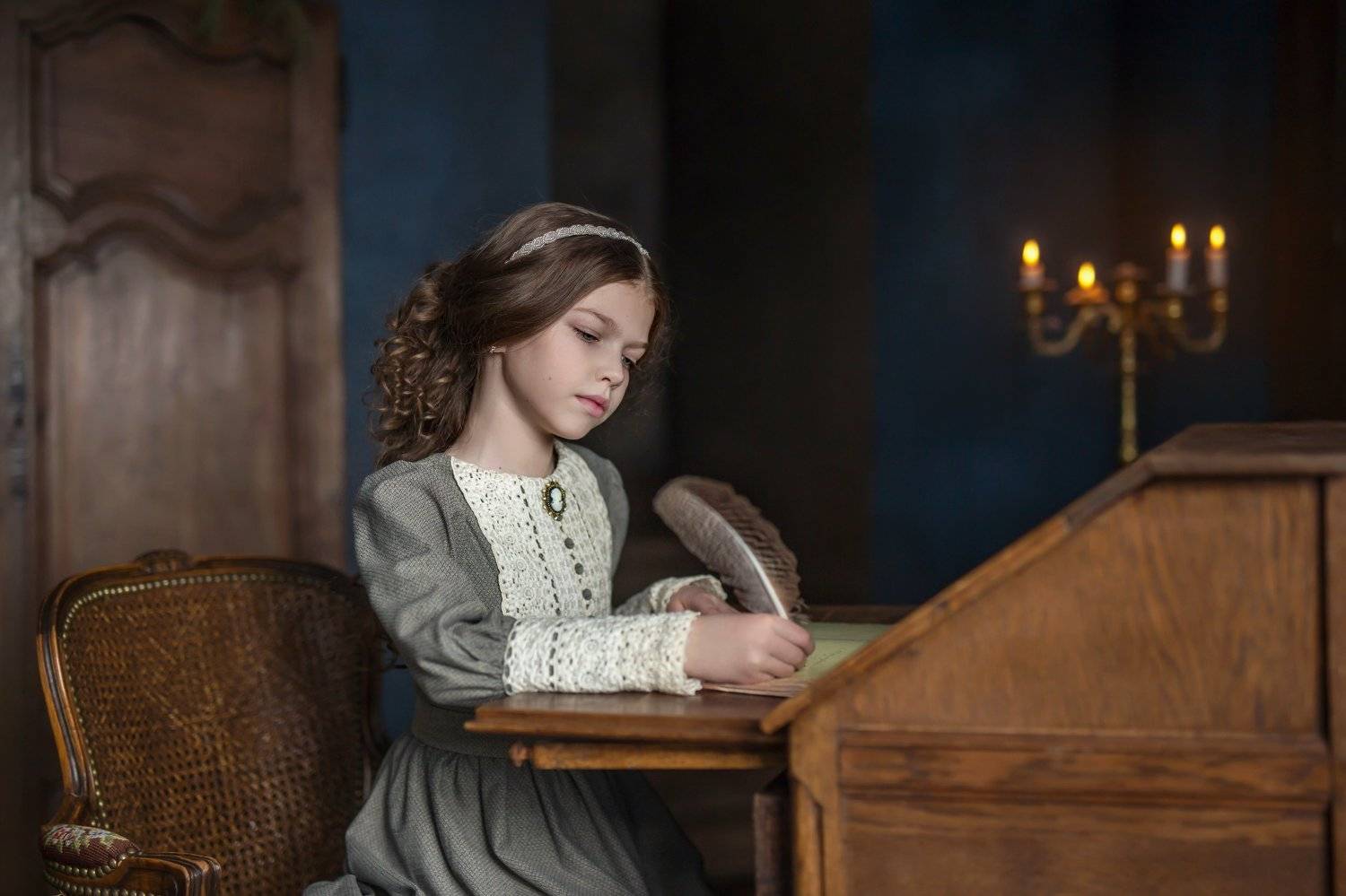 винтаж, ретро, портрет, детский портрет, 85mm, перо, Наталья Русских