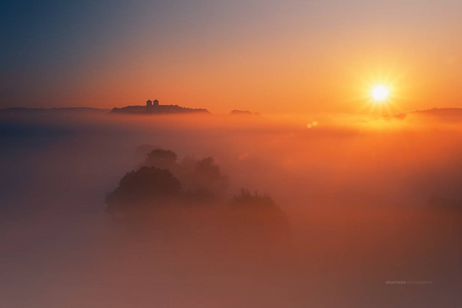 morning, foggy, landscape, sunrise, rpowroznik, abbey, monastery, Robert Powroznik