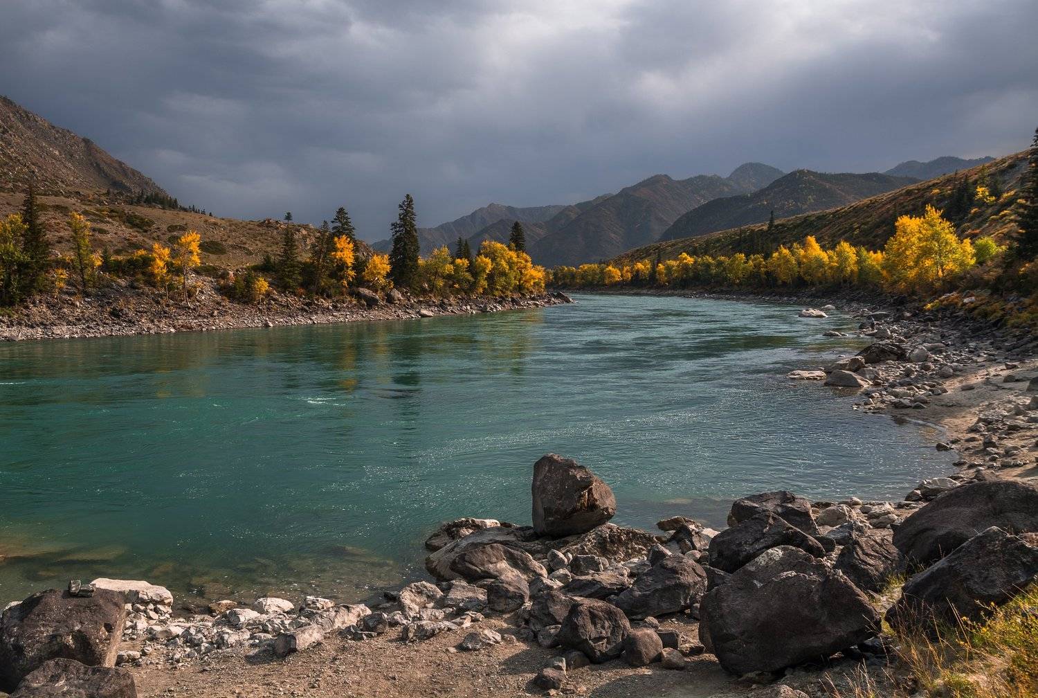 россия, горный алтай, река катунь, осень, Андрей Поляков