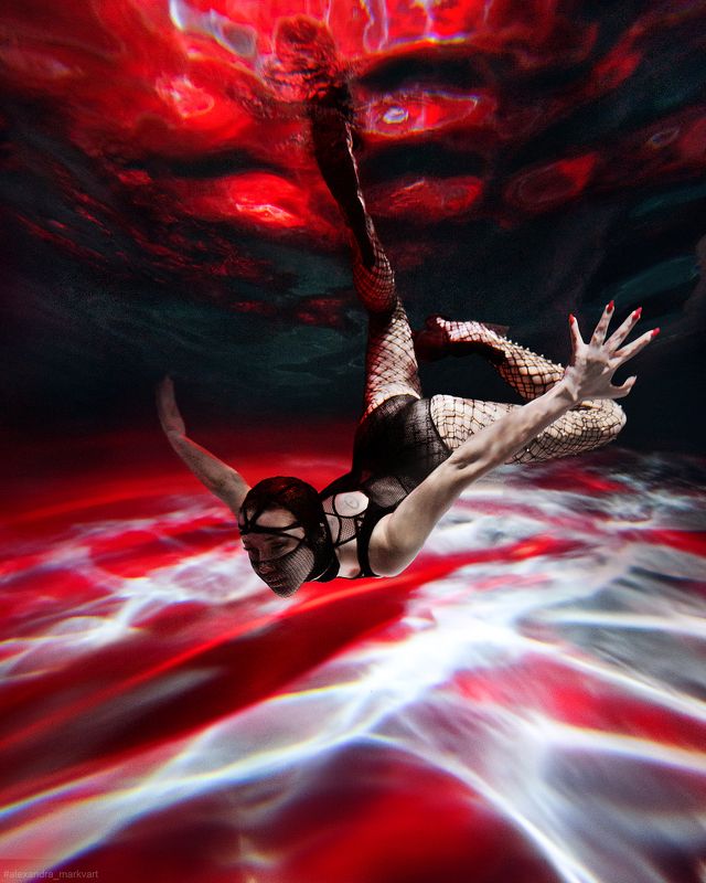 подводная съемка, под водой, under the water, underwater, in water,red, fashion, фэшн Под водой фото превью