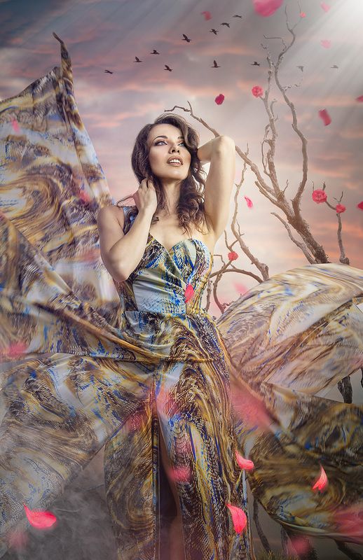 girl portret beautiful beauty sunset  фото превью