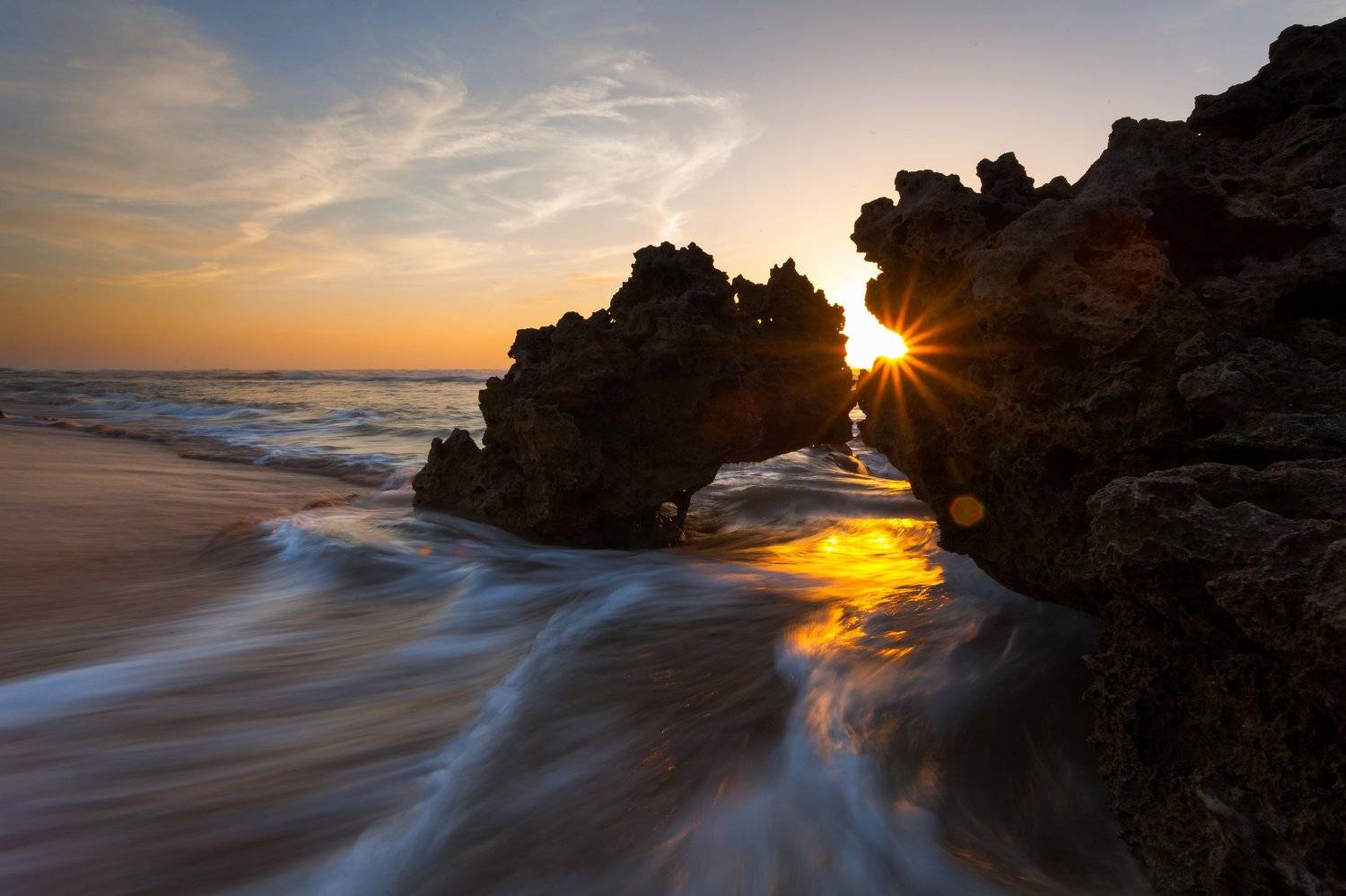 sunset, landscape, sea, seascape, landscape, rocks, waves, colors, long, exposure, canon, Younes Ezzentri