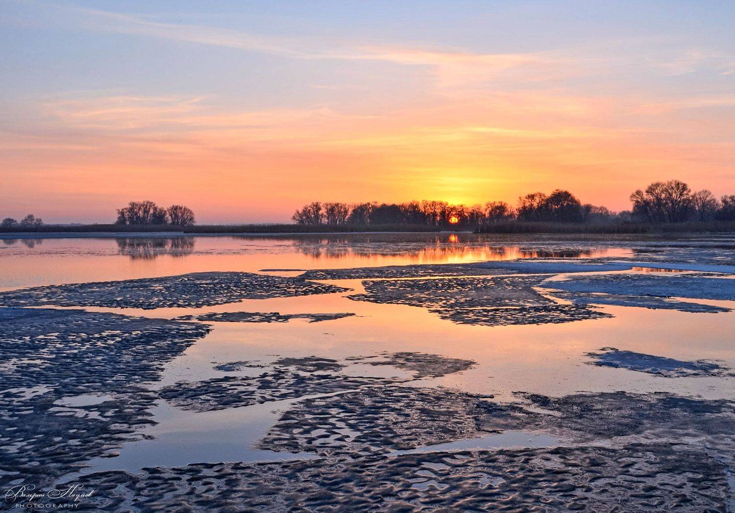 март, рассвет, утро, восход, река, лёд, Валерий Наумов